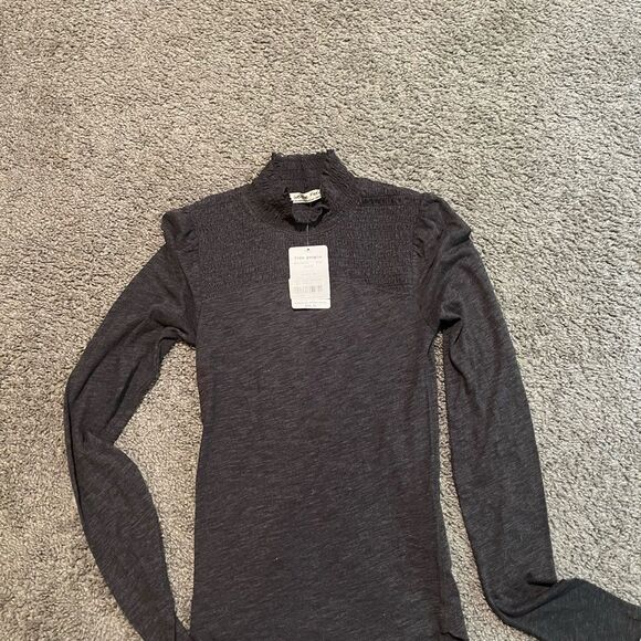 Free People Charcoal High Neck Top - Picture 2 of 4